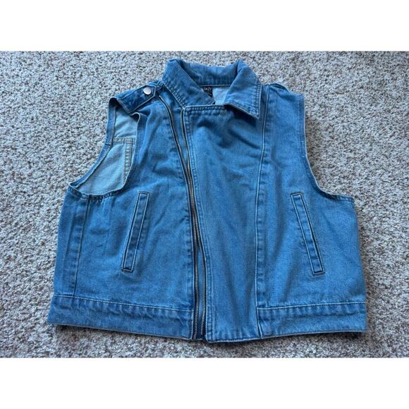DAZY Vintage Denim Vest size women's Large; broken zipper; Jean Vest - Picture 7 of 10